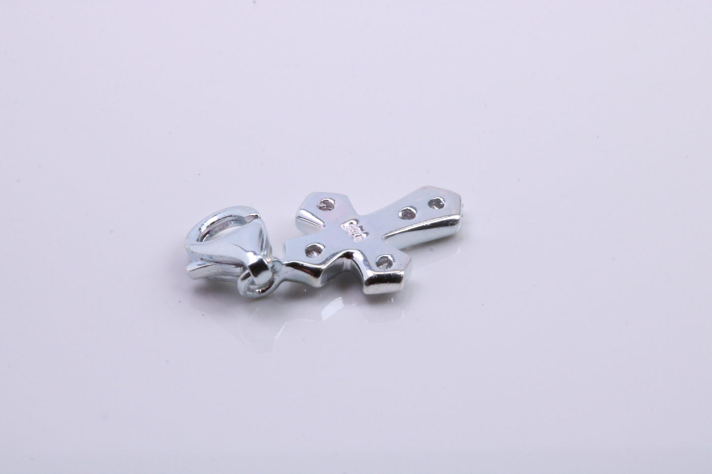 C Z ser Cross Charm, Traditional Charm, Made from Solid 925 Grade Sterling Silver, Complete with Attachment Link