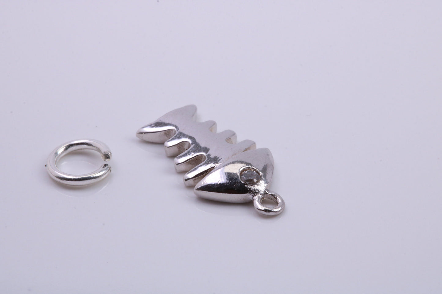 Fish Bone Charm, Traditional Charm, Made from Solid 925 Grade Sterling Silver, Complete with Attachment Link