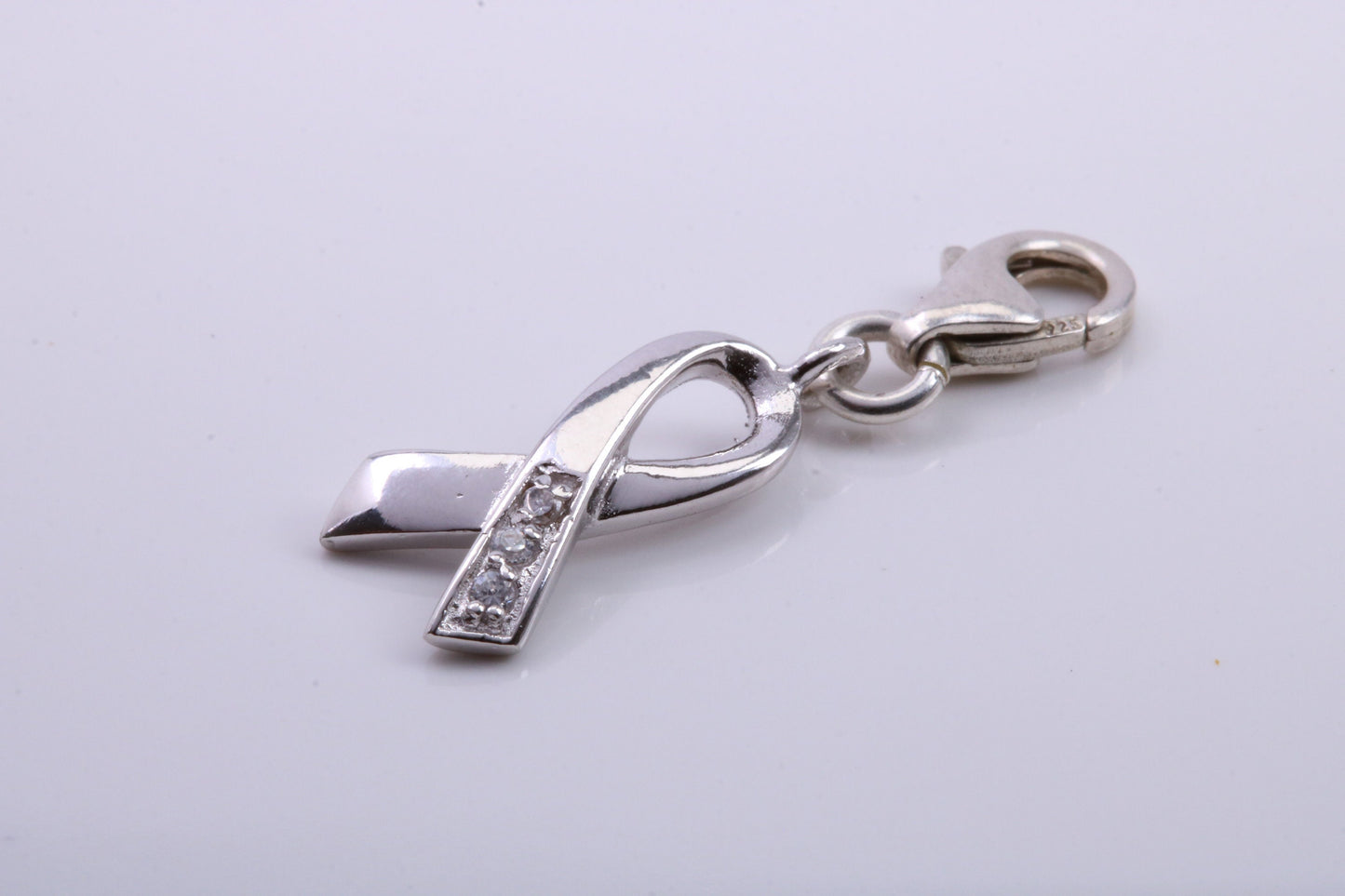 Ribbon Charm, Traditional Charm, Made from Solid 925 Grade Sterling Silver, Complete with Attachment Link