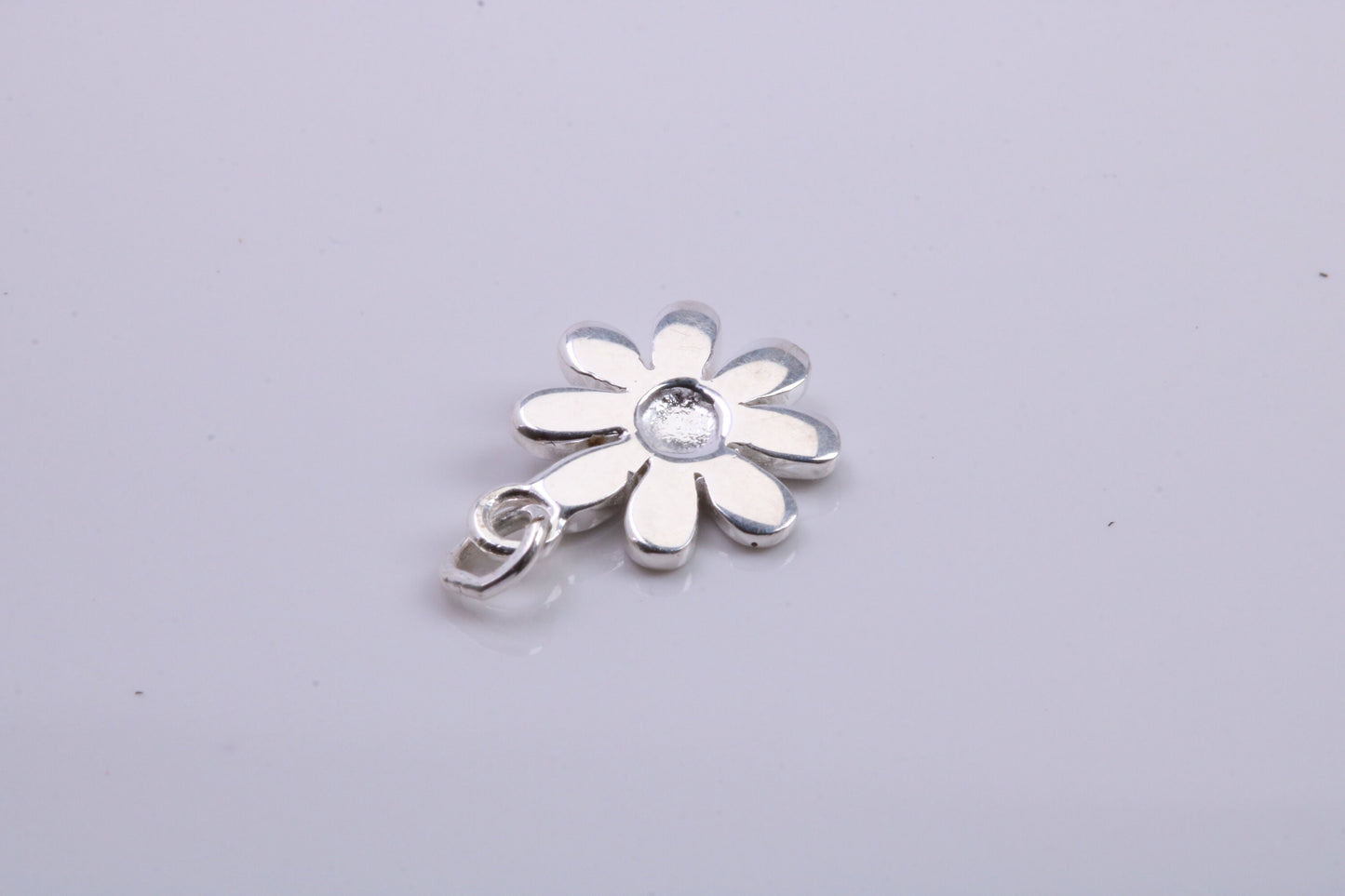 Daisy Flower Charm, Traditional Charm, Made from Solid 925 Grade Sterling Silver, Complete with Attachment Link