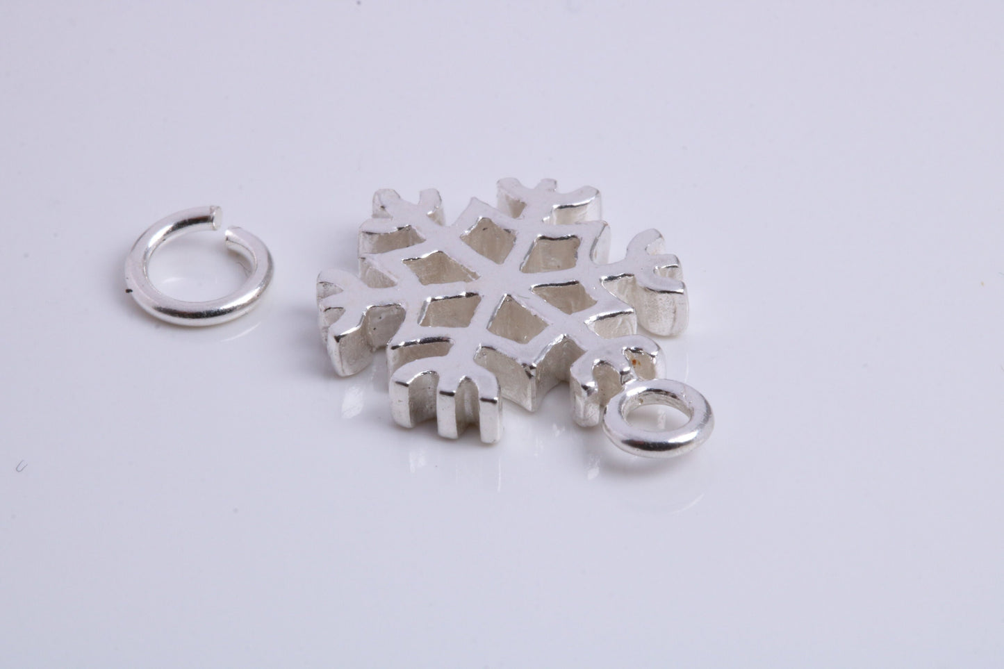 Snow Flake Charm, Traditional Charm, Made from Solid 925 Grade Sterling Silver, Complete with Attachment Link