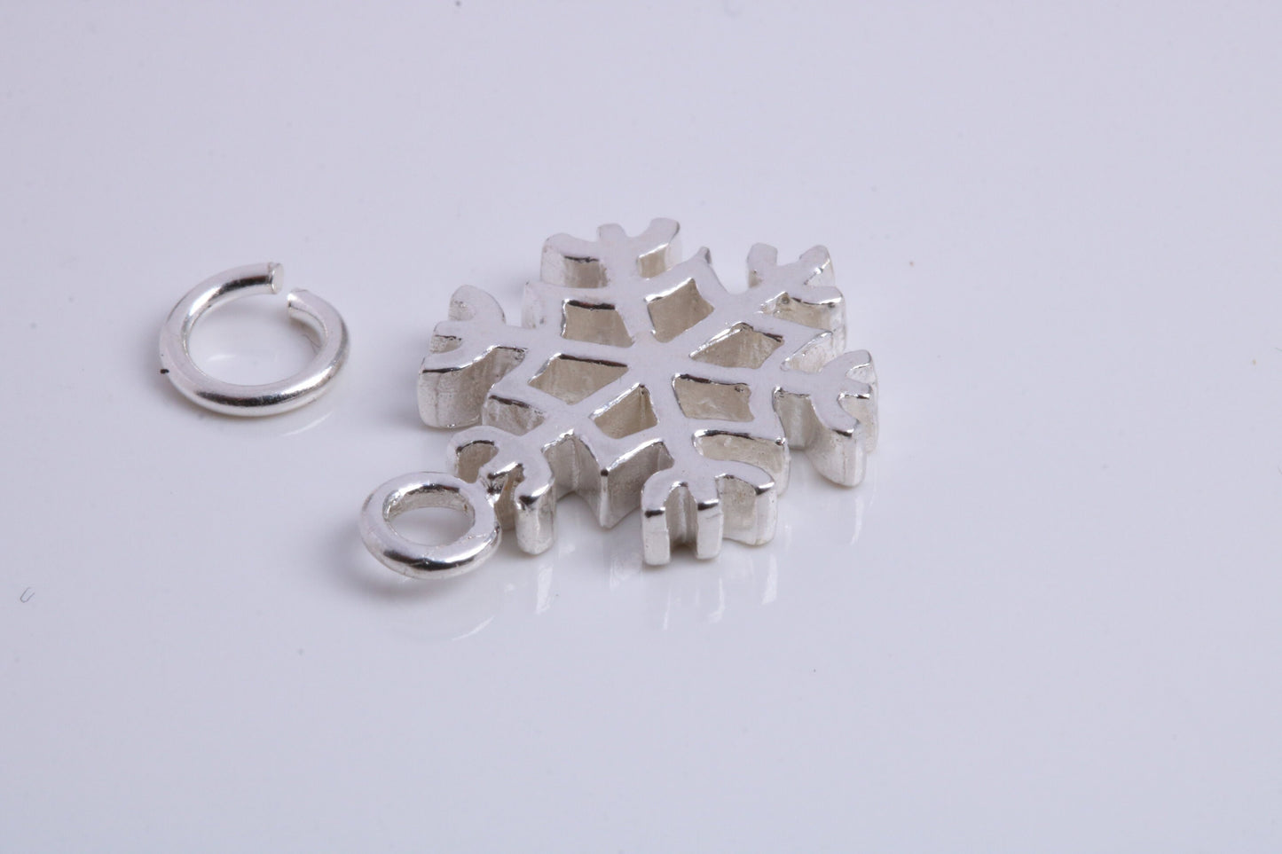 Snow Flake Charm, Traditional Charm, Made from Solid 925 Grade Sterling Silver, Complete with Attachment Link