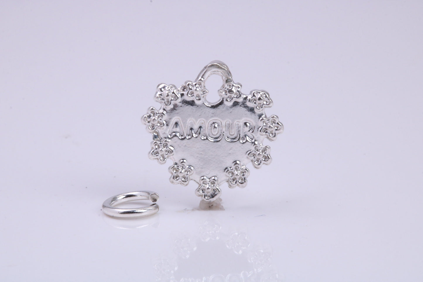 Love Amour Charm, Traditional Charm, Made from Solid 925 Grade Sterling Silver, Complete with Attachment Link