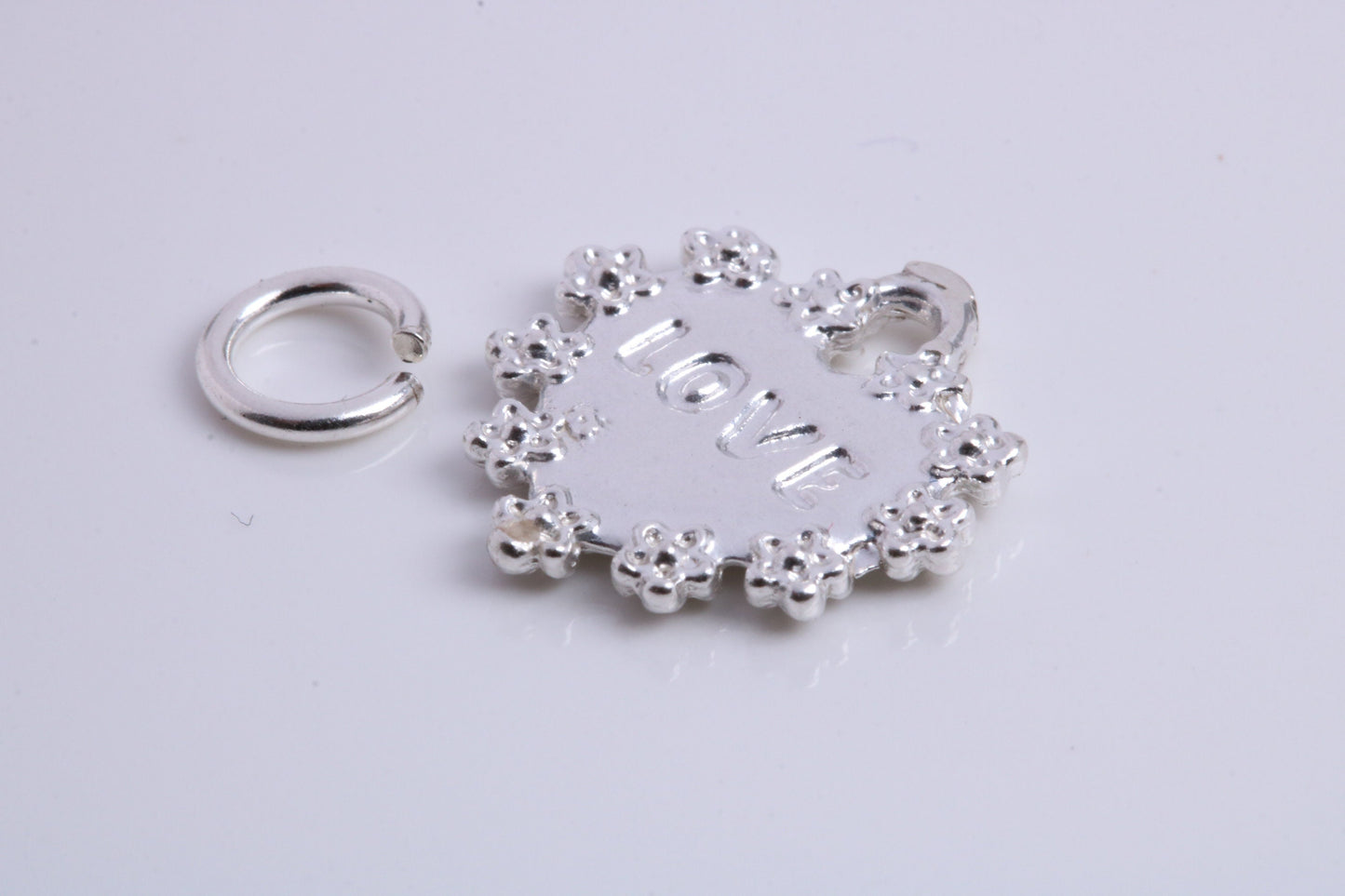 Love Amour Charm, Traditional Charm, Made from Solid 925 Grade Sterling Silver, Complete with Attachment Link