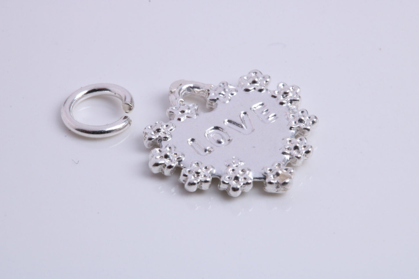 Love Amour Charm, Traditional Charm, Made from Solid 925 Grade Sterling Silver, Complete with Attachment Link