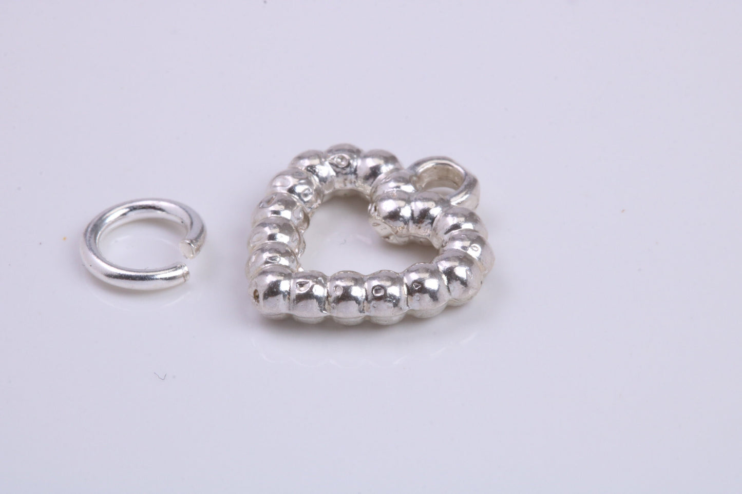Love Heart Charm, Traditional Charm, Made from Solid 925 Grade Sterling Silver, Complete with Attachment Link
