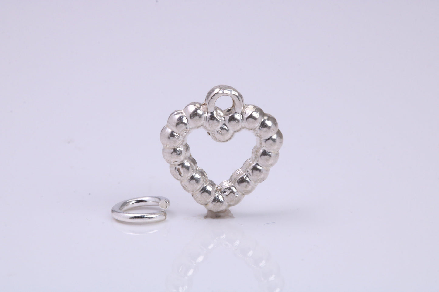 Love Heart Charm, Traditional Charm, Made from Solid 925 Grade Sterling Silver, Complete with Attachment Link