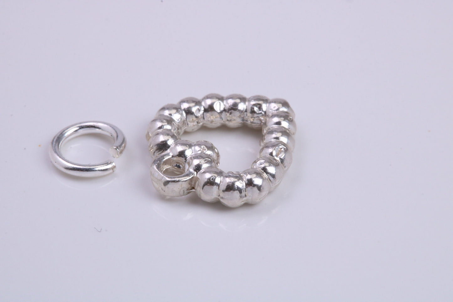 Love Heart Charm, Traditional Charm, Made from Solid 925 Grade Sterling Silver, Complete with Attachment Link