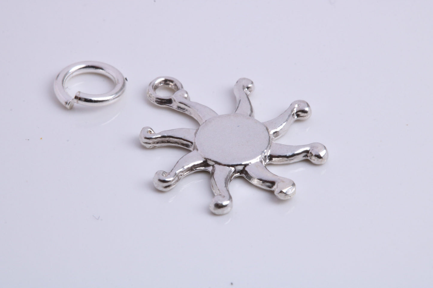 Sun Charm, Traditional Charm, Made from Solid 925 Grade Sterling Silver, Complete with Attachment Link