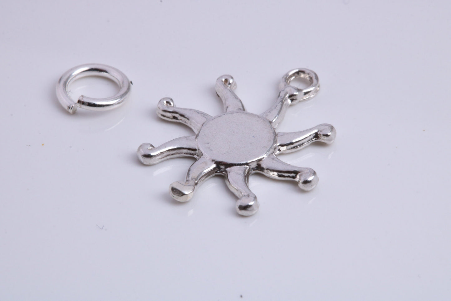 Sun Charm, Traditional Charm, Made from Solid 925 Grade Sterling Silver, Complete with Attachment Link