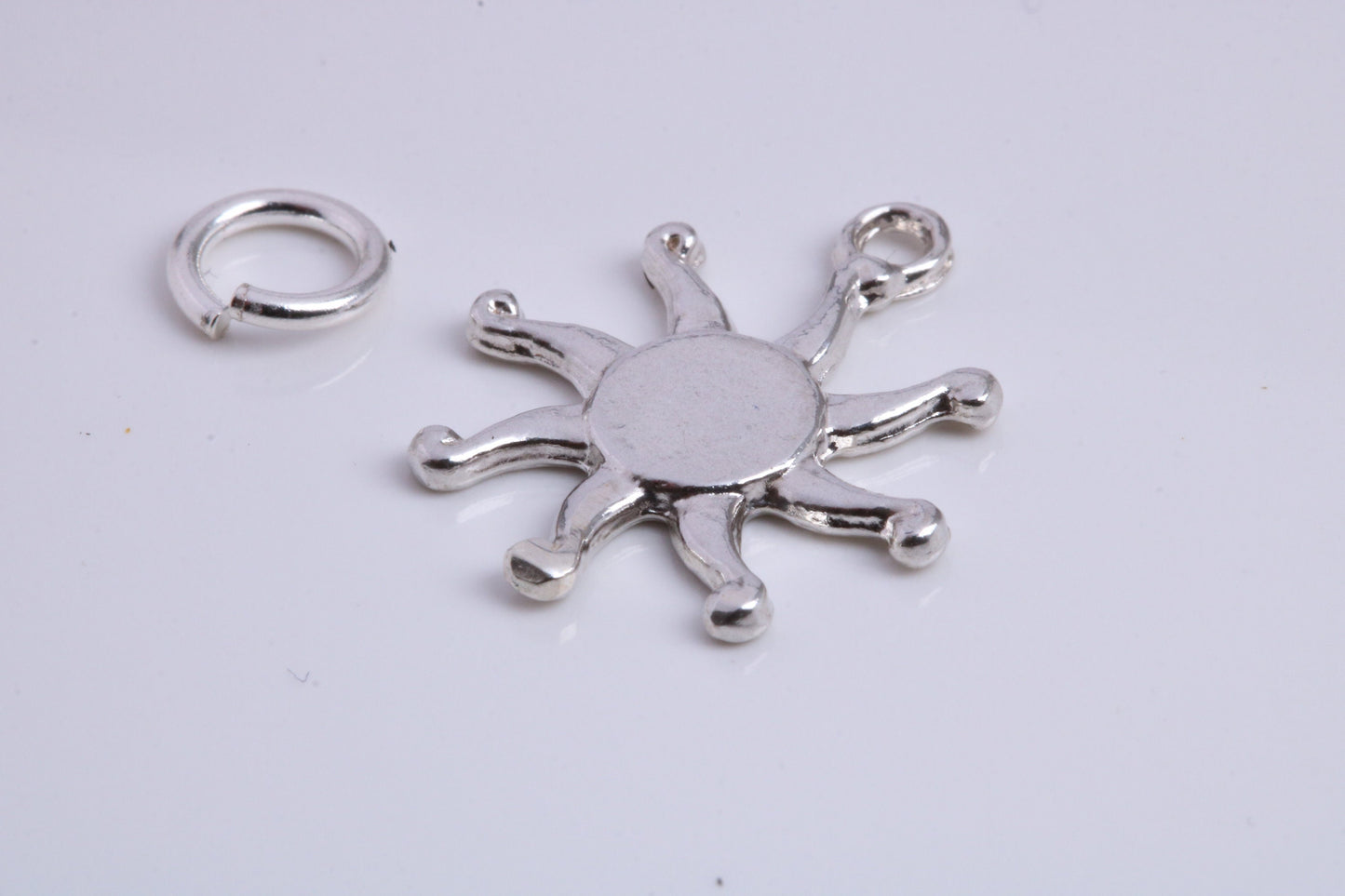 Sun Charm, Traditional Charm, Made from Solid 925 Grade Sterling Silver, Complete with Attachment Link