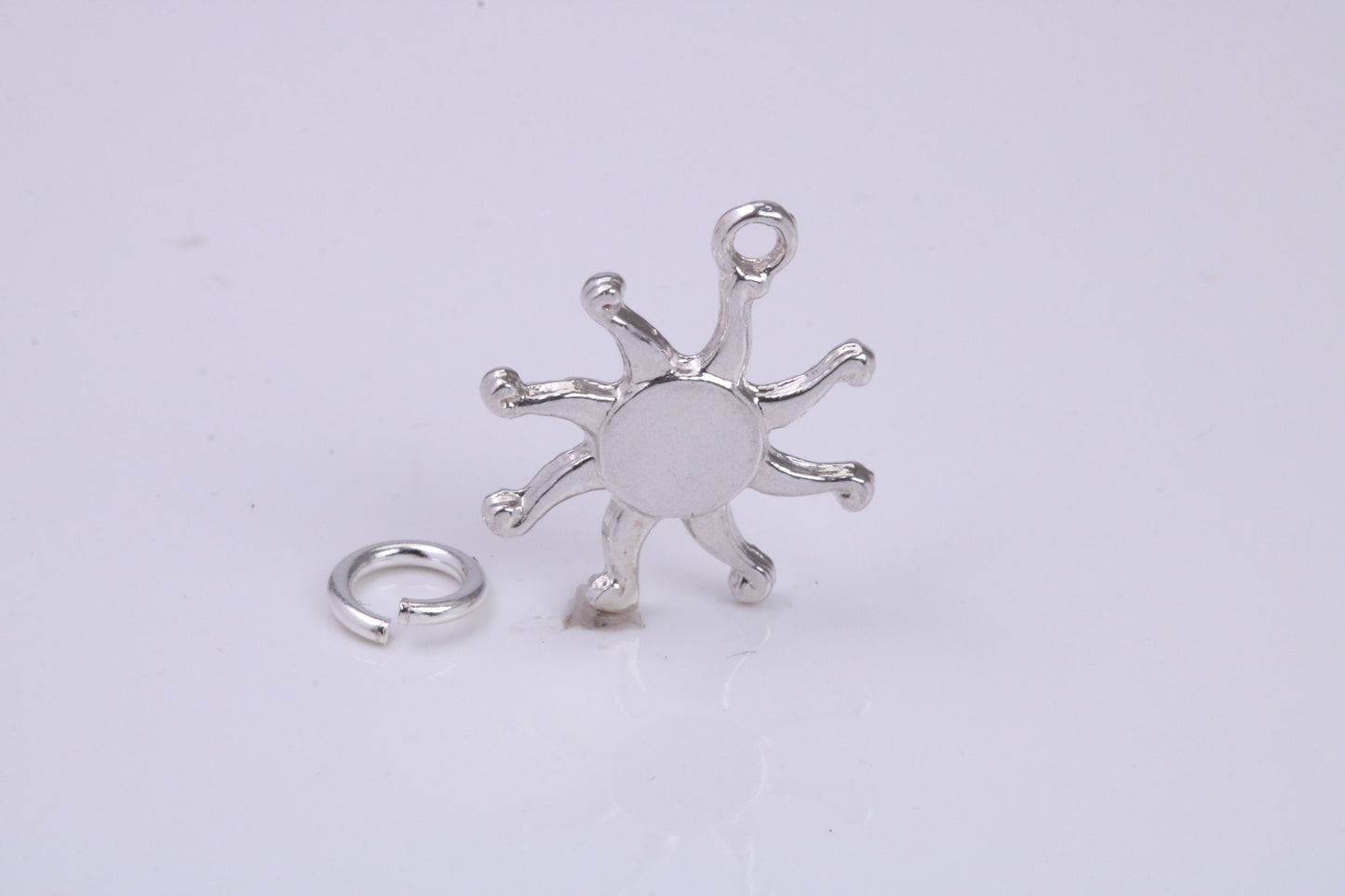 Sun Charm, Traditional Charm, Made from Solid 925 Grade Sterling Silver, Complete with Attachment Link