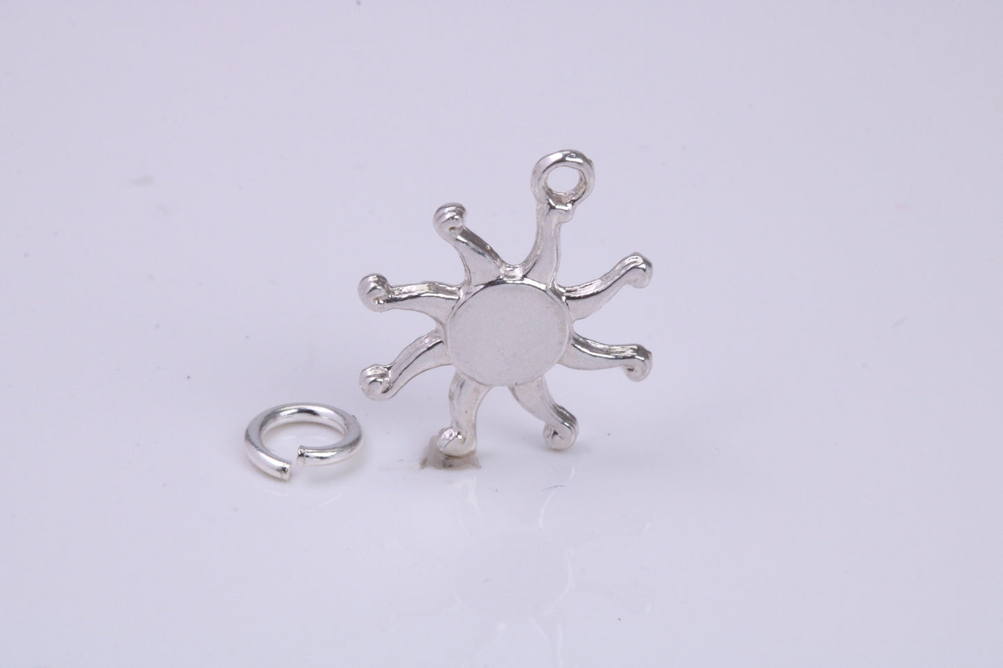 Sun Charm, Traditional Charm, Made from Solid 925 Grade Sterling Silver, Complete with Attachment Link