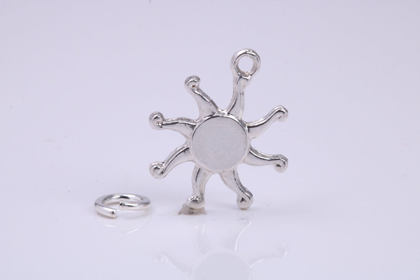 Sun Charm, Traditional Charm, Made from Solid 925 Grade Sterling Silver, Complete with Attachment Link