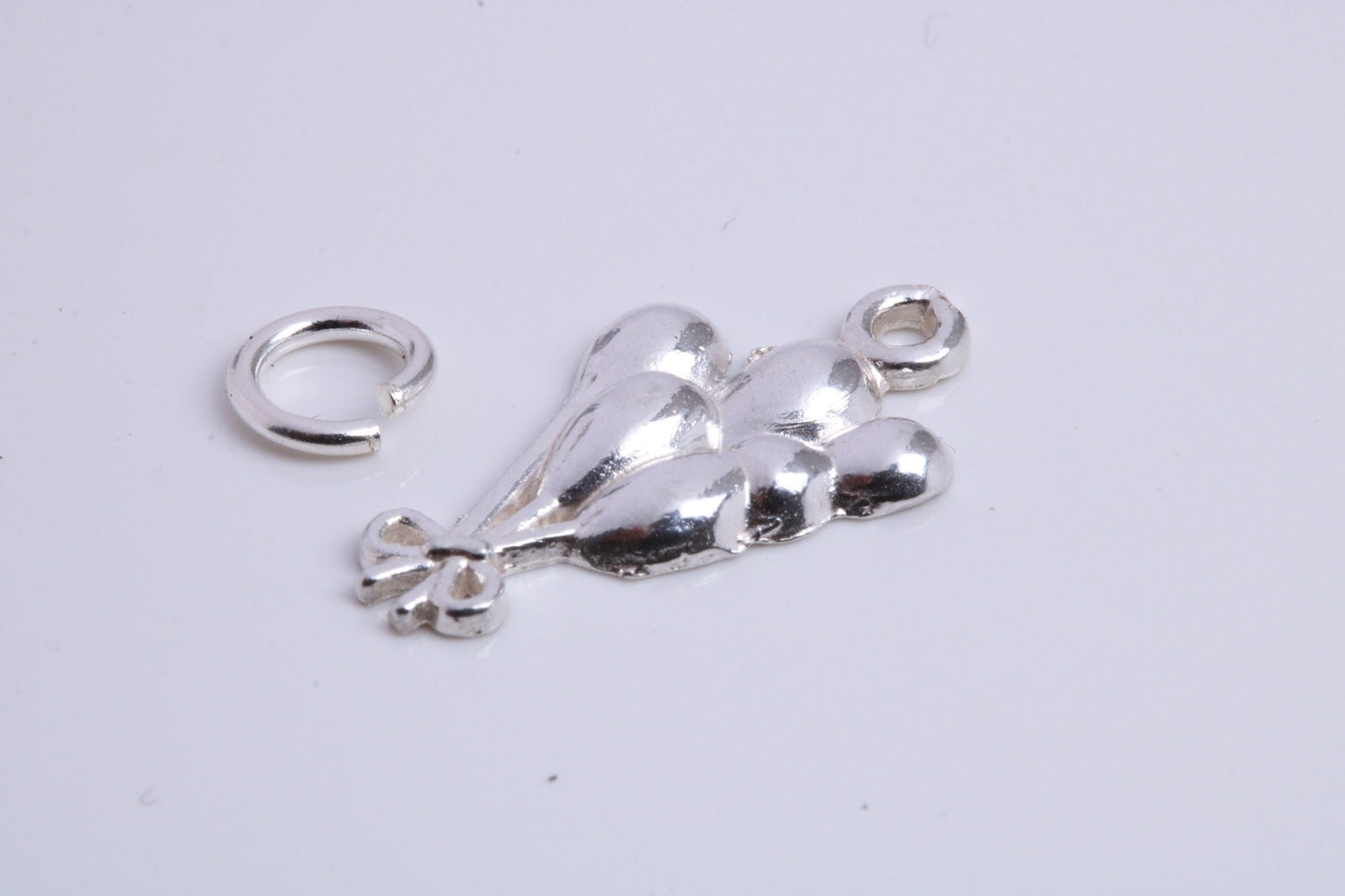 Party Balloons Charm, Traditional Charm, Made from Solid 925 Grade Sterling Silver, Complete with Attachment Link