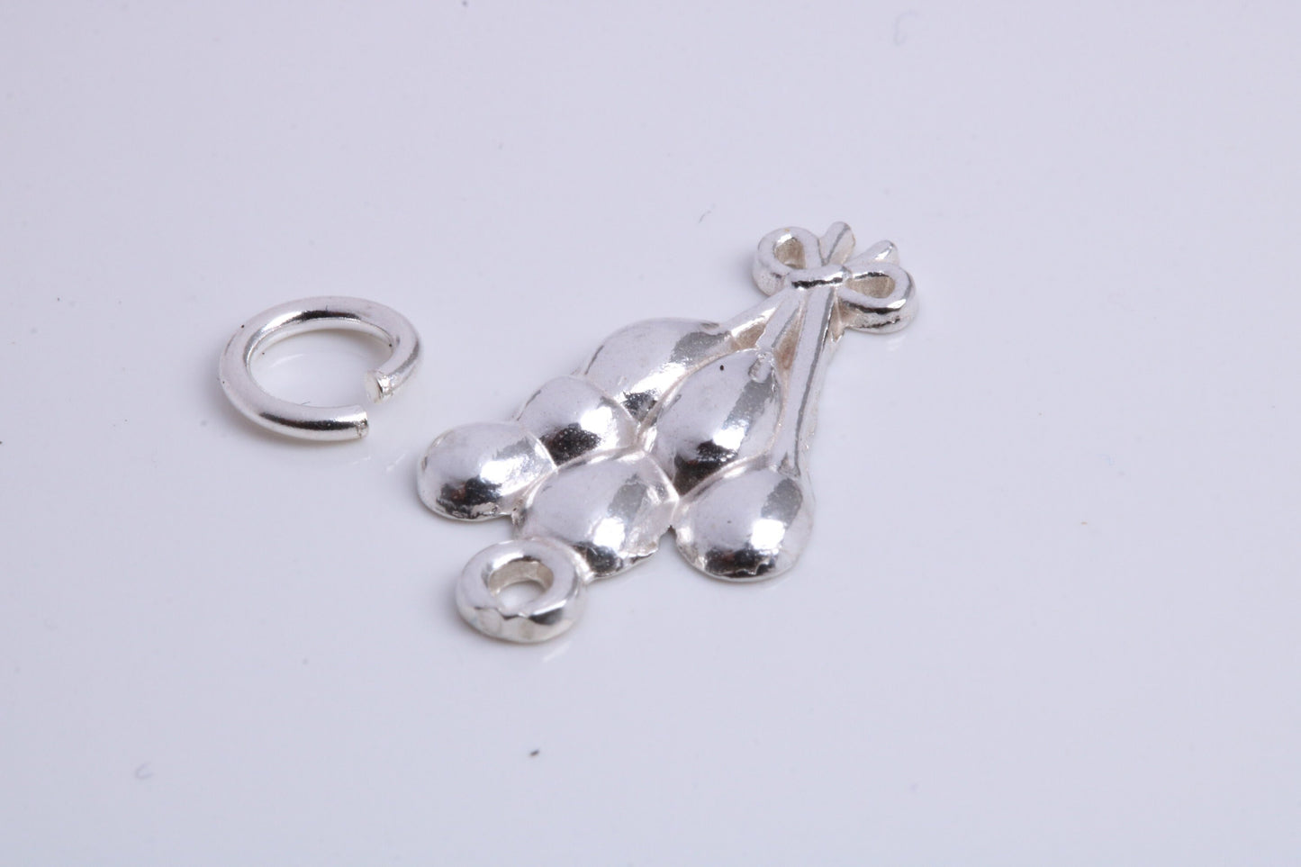 Party Balloons Charm, Traditional Charm, Made from Solid 925 Grade Sterling Silver, Complete with Attachment Link