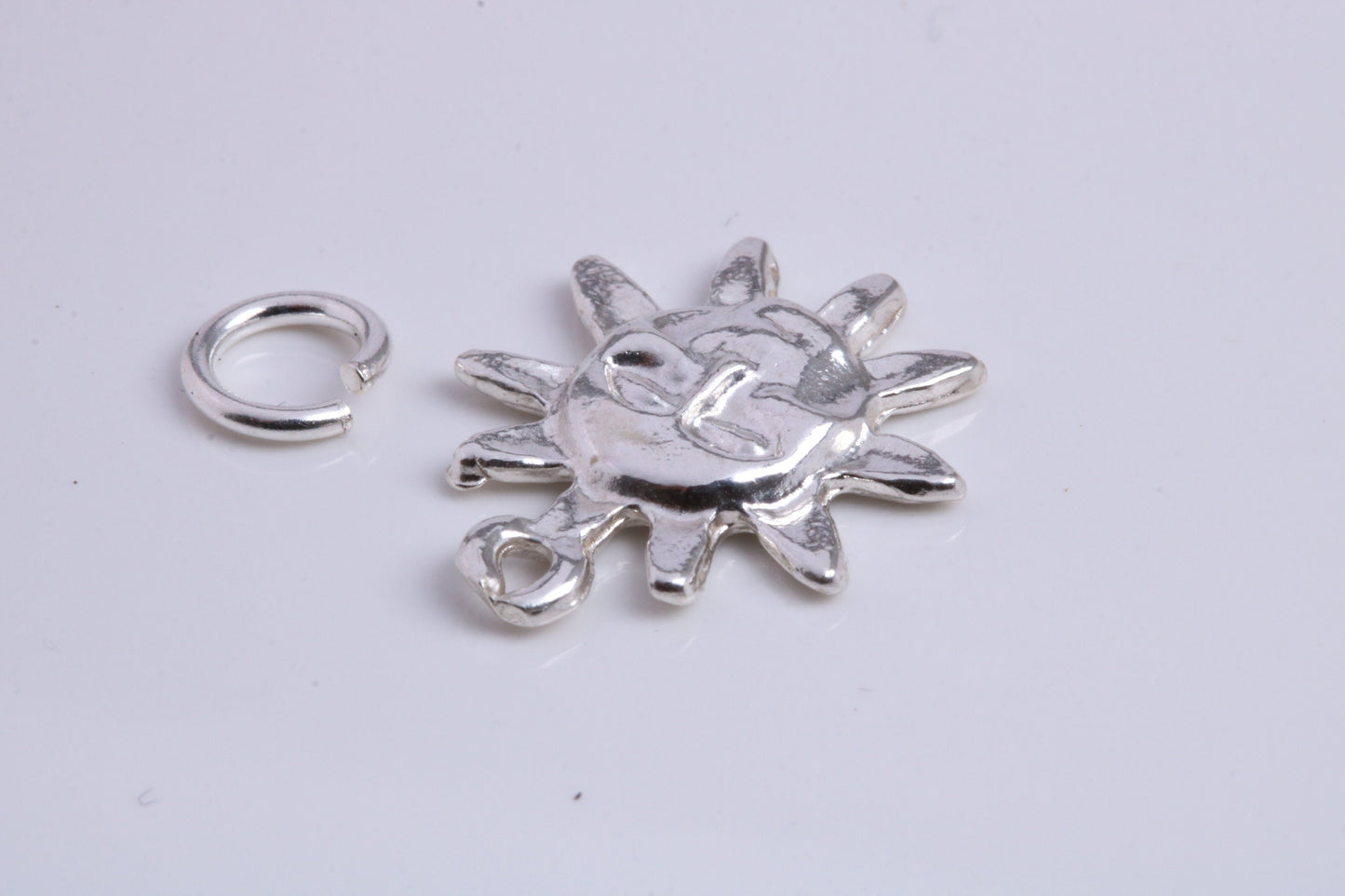 Sun Charm, Traditional Charm, Made from Solid 925 Grade Sterling Silver, Complete with Attachment Link