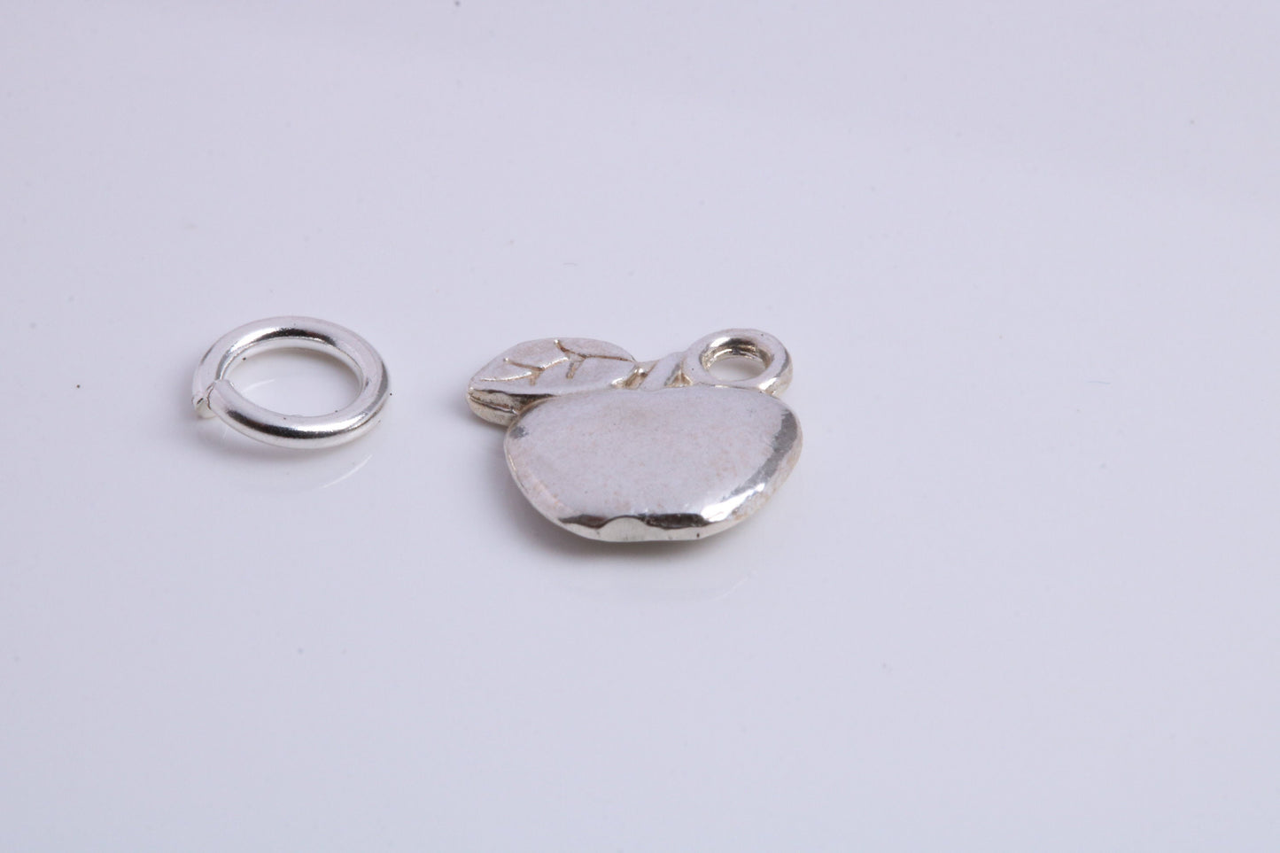 Apple Charm, Traditional Charm, Made from Solid 925 Grade Sterling Silver, Complete with Attachment Link