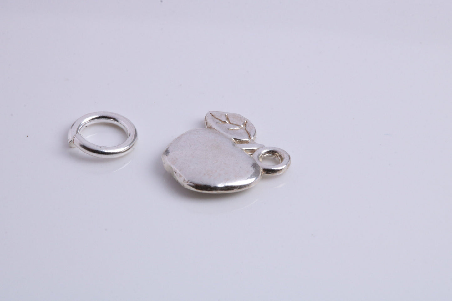 Apple Charm, Traditional Charm, Made from Solid 925 Grade Sterling Silver, Complete with Attachment Link