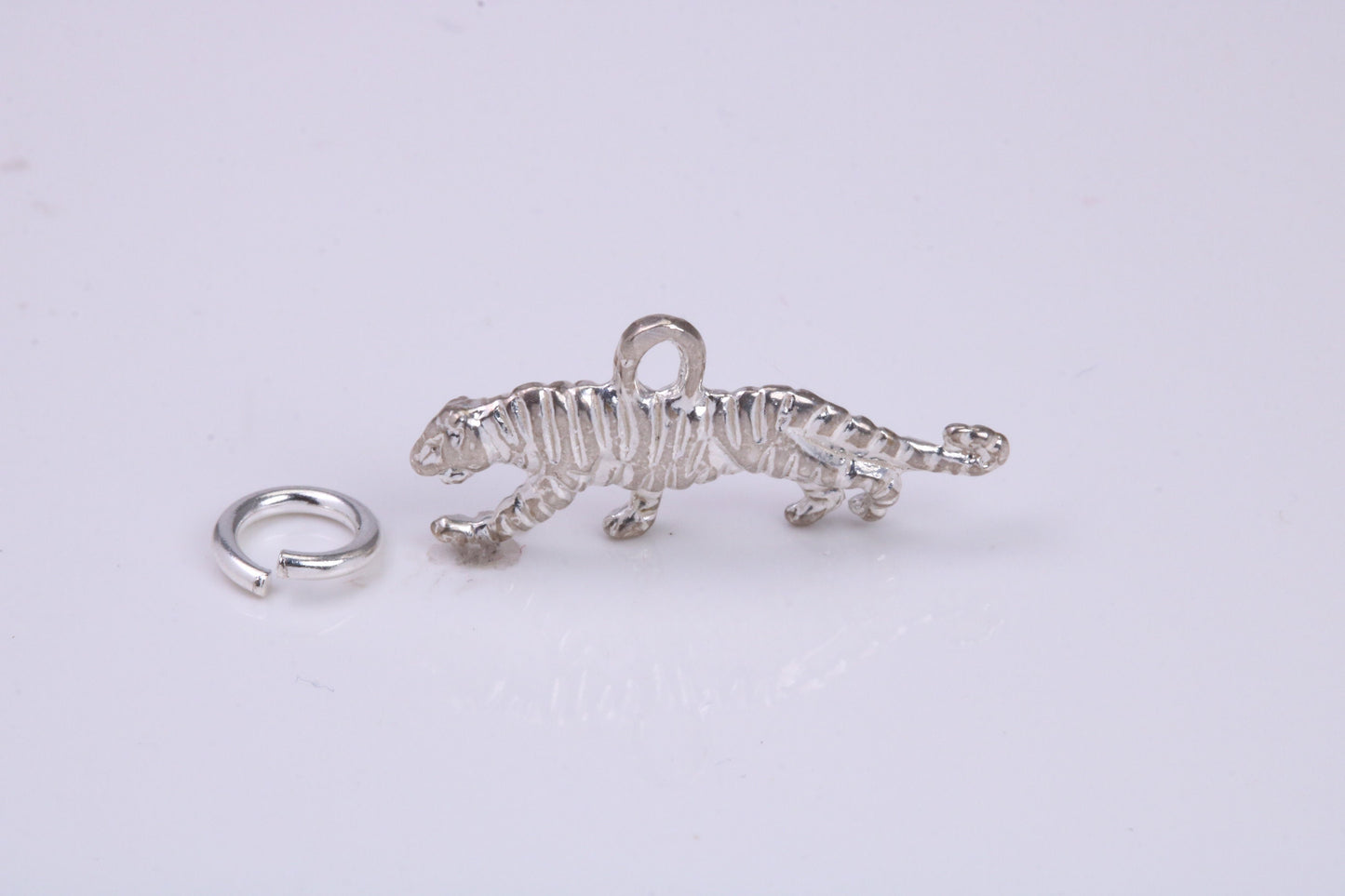 Tiger Charm, Traditional Charm, Made from Solid 925 Grade Sterling Silver, Complete with Attachment Link