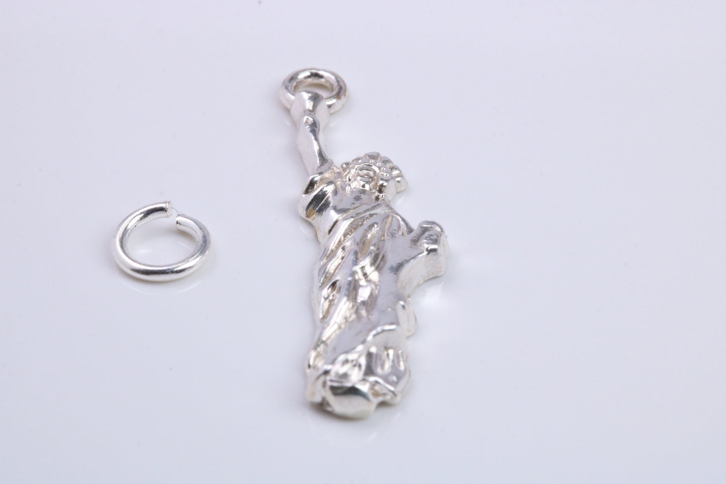 Statue of Liberty Charm, Traditional Charm, Made from Solid 925 Grade Sterling Silver, Complete with Attachment Link