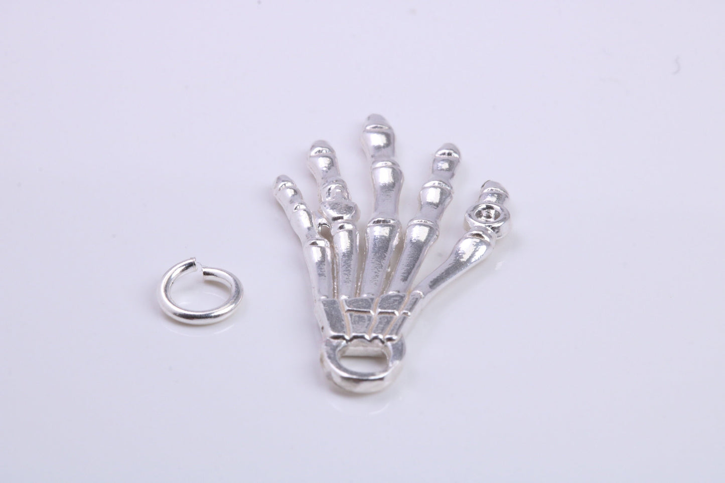 Skeleton Hand Charm, Traditional Charm, Made from Solid 925 Grade Sterling Silver, Complete with Attachment Link