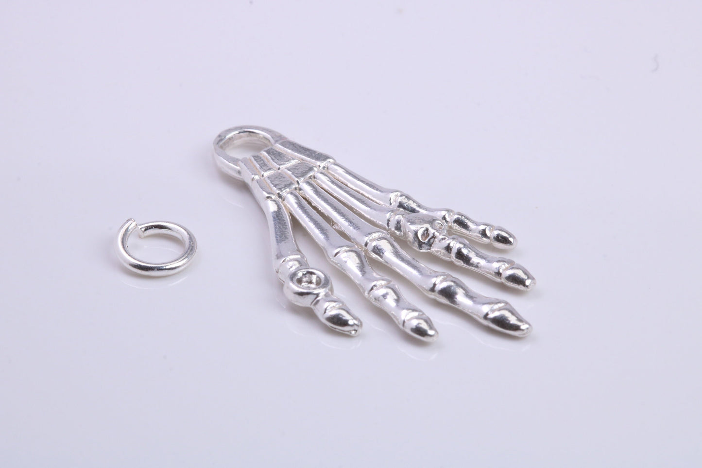 Skeleton Hand Charm, Traditional Charm, Made from Solid 925 Grade Sterling Silver, Complete with Attachment Link