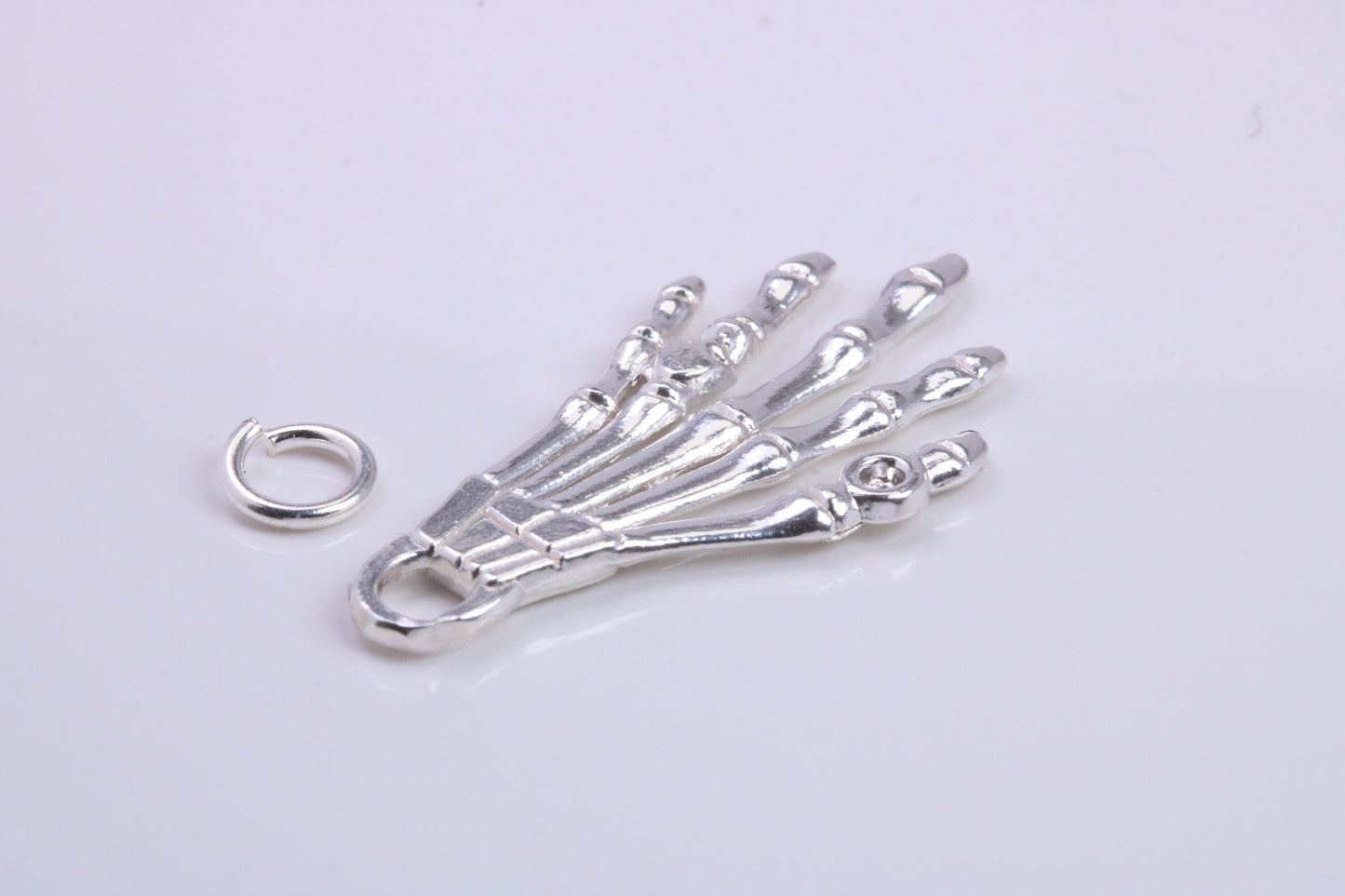 Skeleton Hand Charm, Traditional Charm, Made from Solid 925 Grade Sterling Silver, Complete with Attachment Link