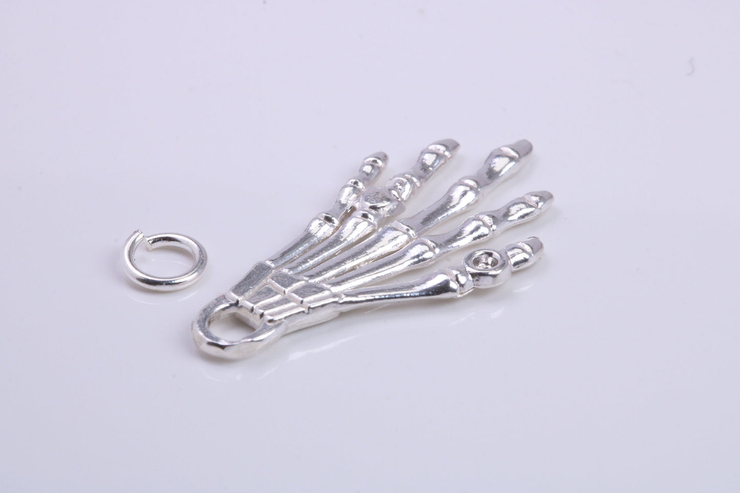 Skeleton Hand Charm, Traditional Charm, Made from Solid 925 Grade Sterling Silver, Complete with Attachment Link