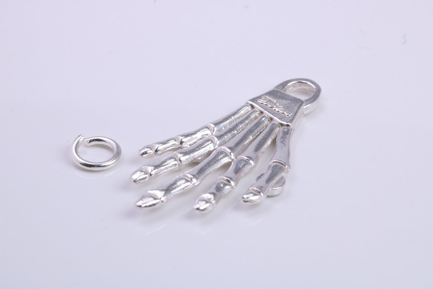 Skeleton Hand Charm, Traditional Charm, Made from Solid 925 Grade Sterling Silver, Complete with Attachment Link