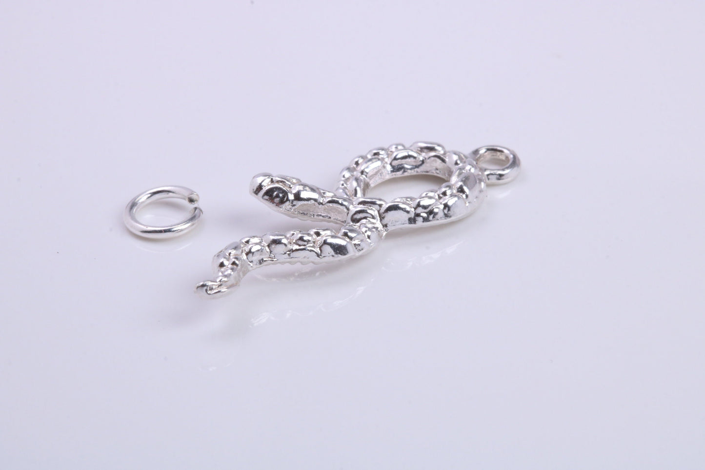 Snake Charm, Traditional Charm, Made from Solid 925 Grade Sterling Silver, Complete with Attachment Link