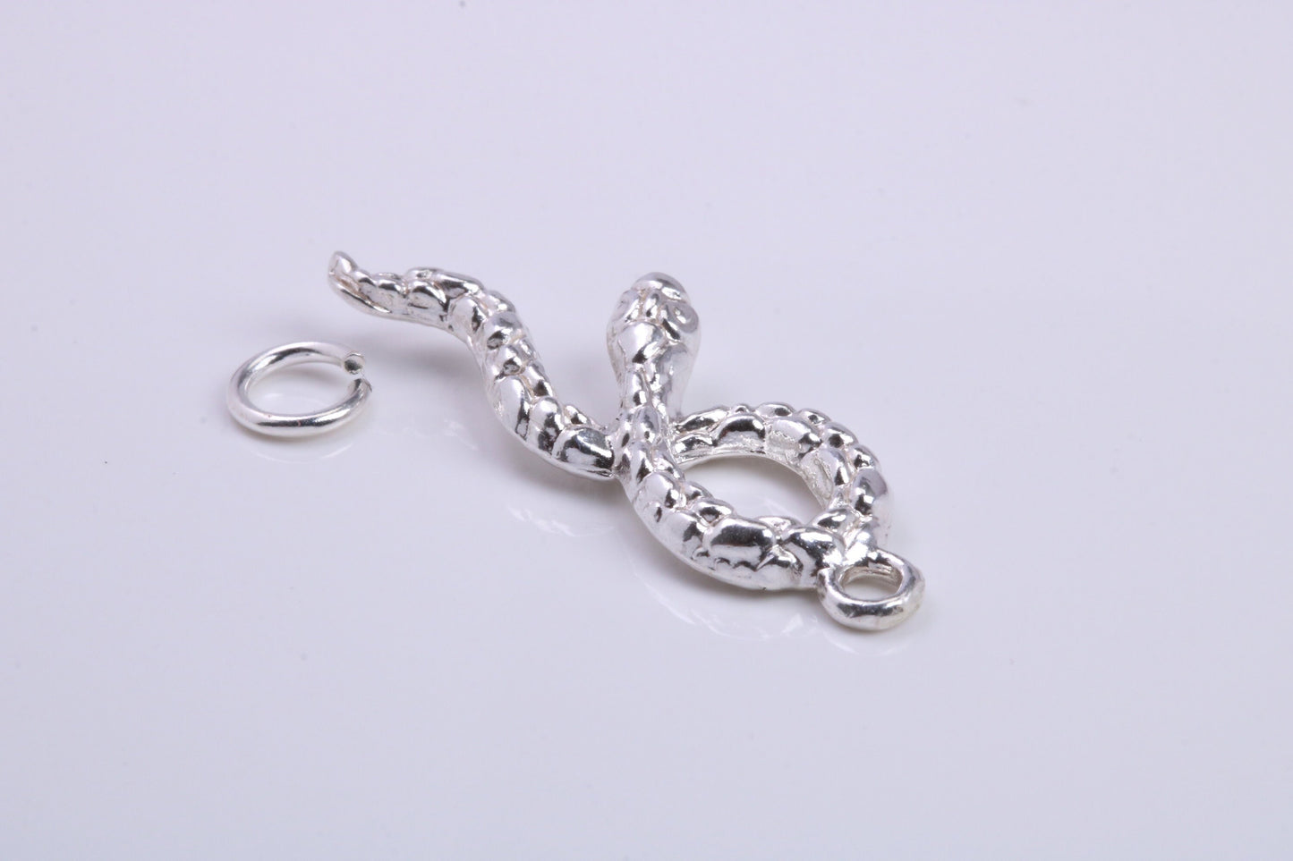 Snake Charm, Traditional Charm, Made from Solid 925 Grade Sterling Silver, Complete with Attachment Link