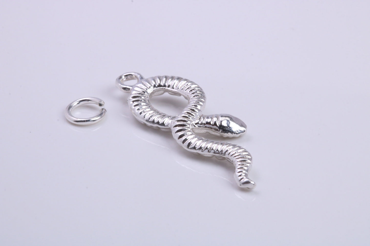 Snake Charm, Traditional Charm, Made from Solid 925 Grade Sterling Silver, Complete with Attachment Link