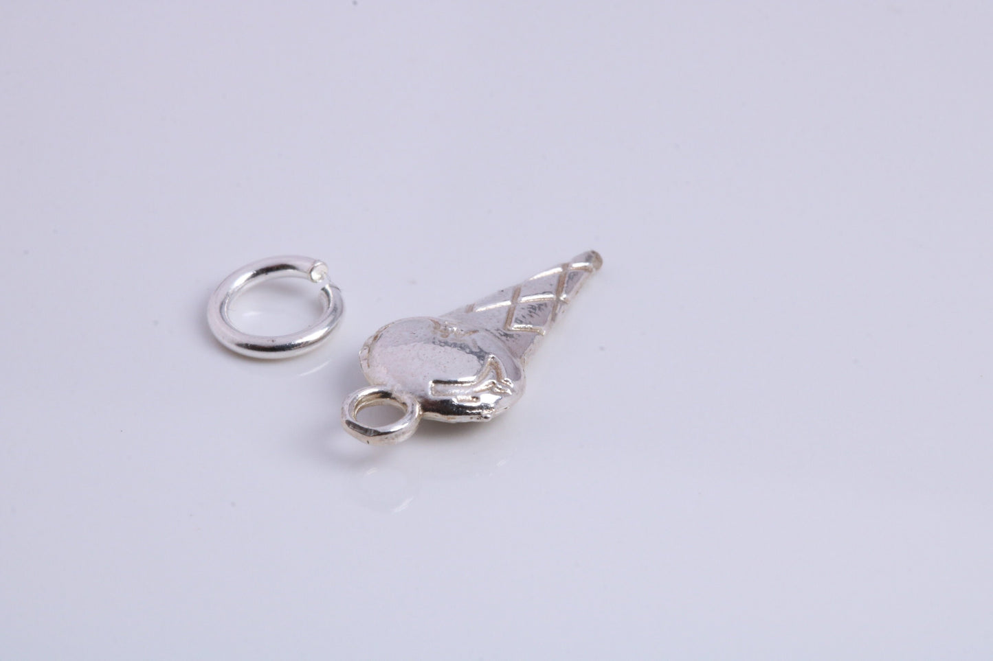 Ice Cream Cone Charm, Traditional Charm, Made from Solid 925 Grade Sterling Silver, Complete with Attachment Link