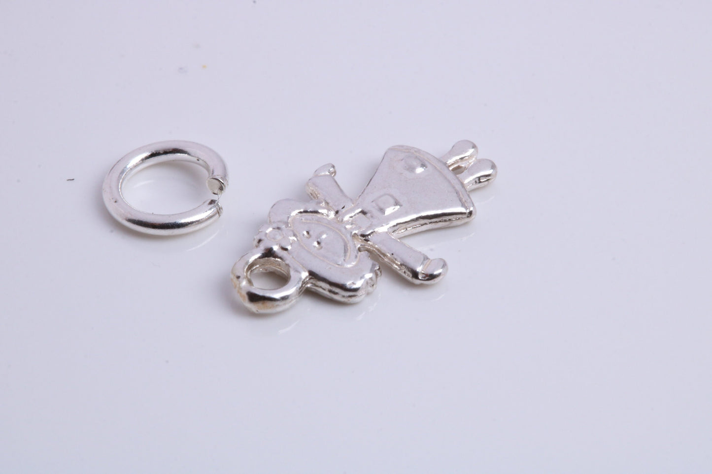 Toy Doll Charm, Traditional Charm, Made from Solid 925 Grade Sterling Silver, Complete with Attachment Link