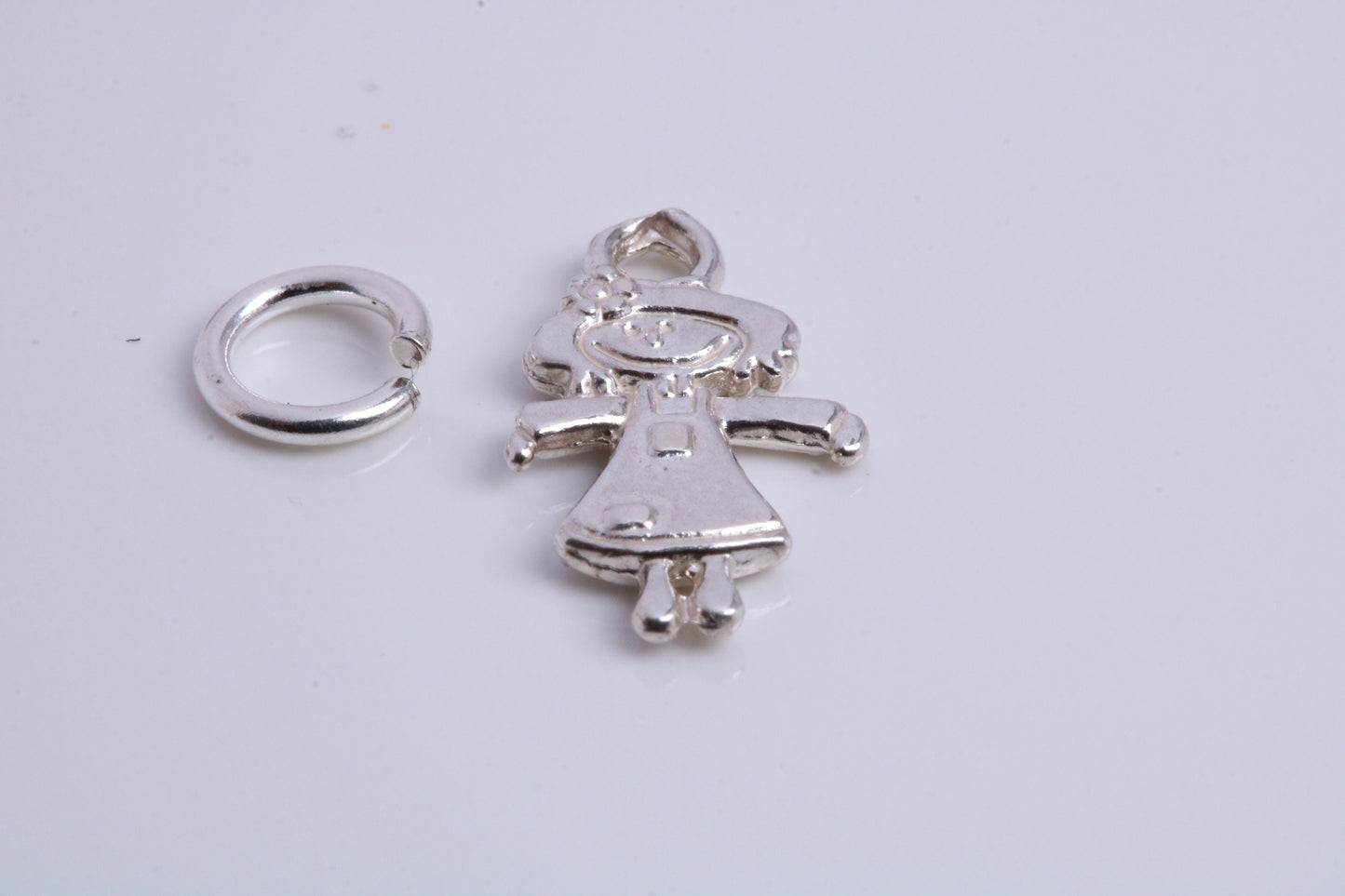 Toy Doll Charm, Traditional Charm, Made from Solid 925 Grade Sterling Silver, Complete with Attachment Link