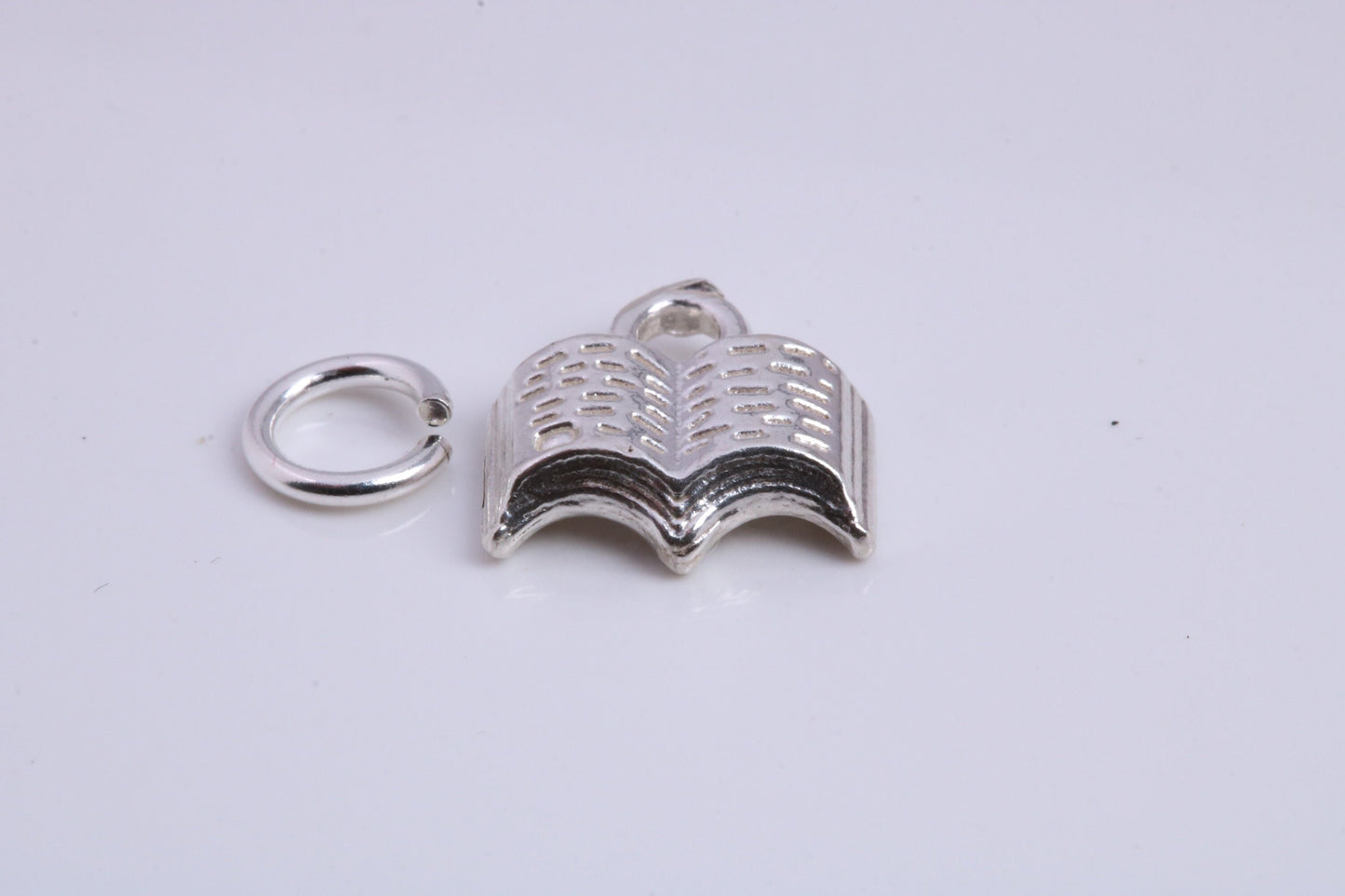 Book Charm, Traditional Charm, Made from Solid 925 Grade Sterling Silver, Complete with Attachment Link