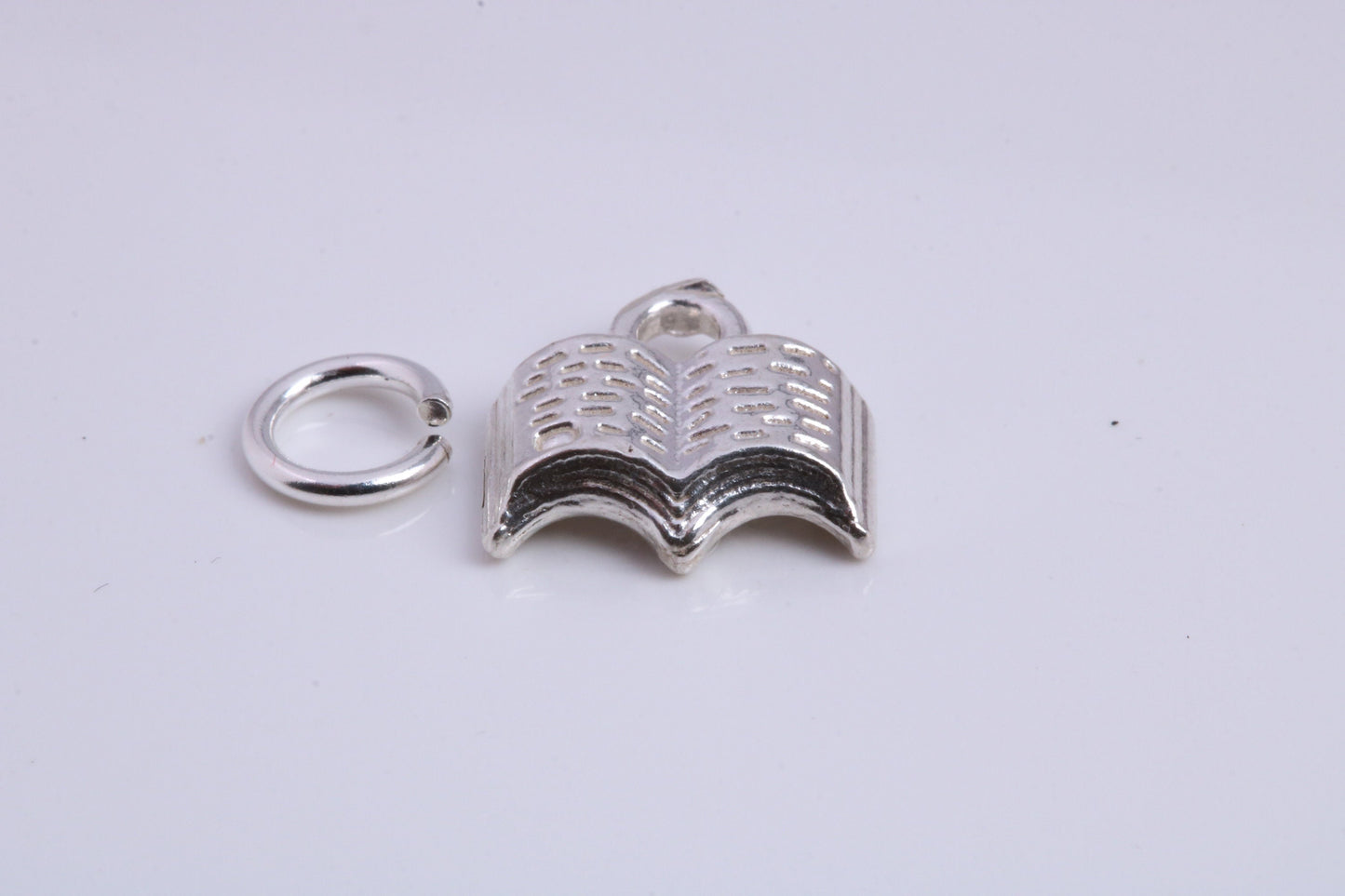 Book Charm, Traditional Charm, Made from Solid 925 Grade Sterling Silver, Complete with Attachment Link