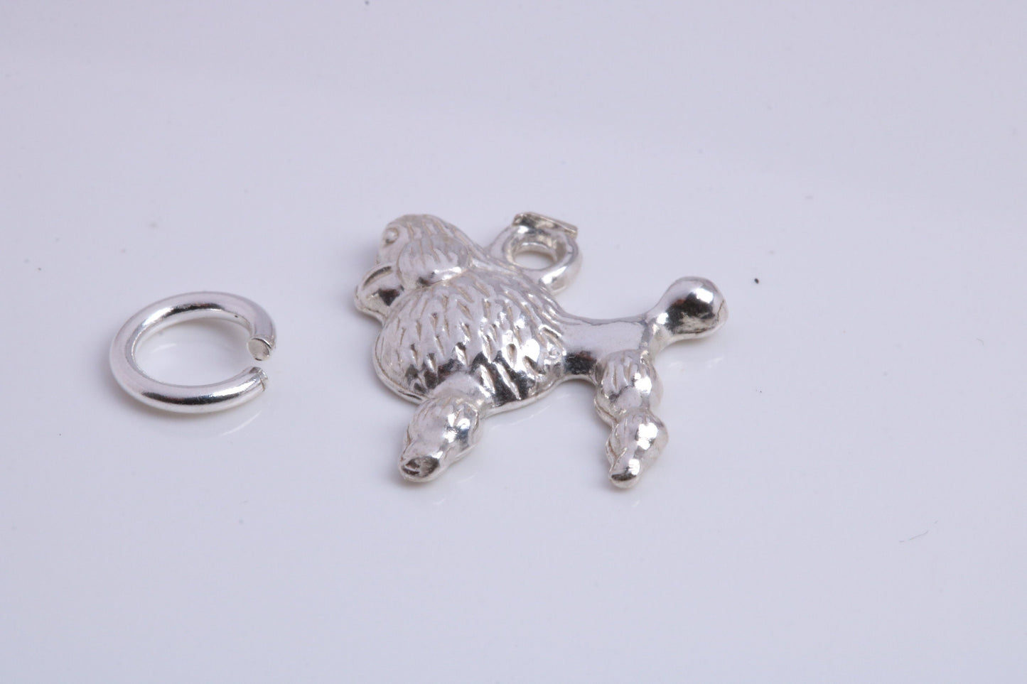 Poodle Dog Charm, Traditional Charm, Made from Solid 925 Grade Sterling Silver, Complete with Attachment Link