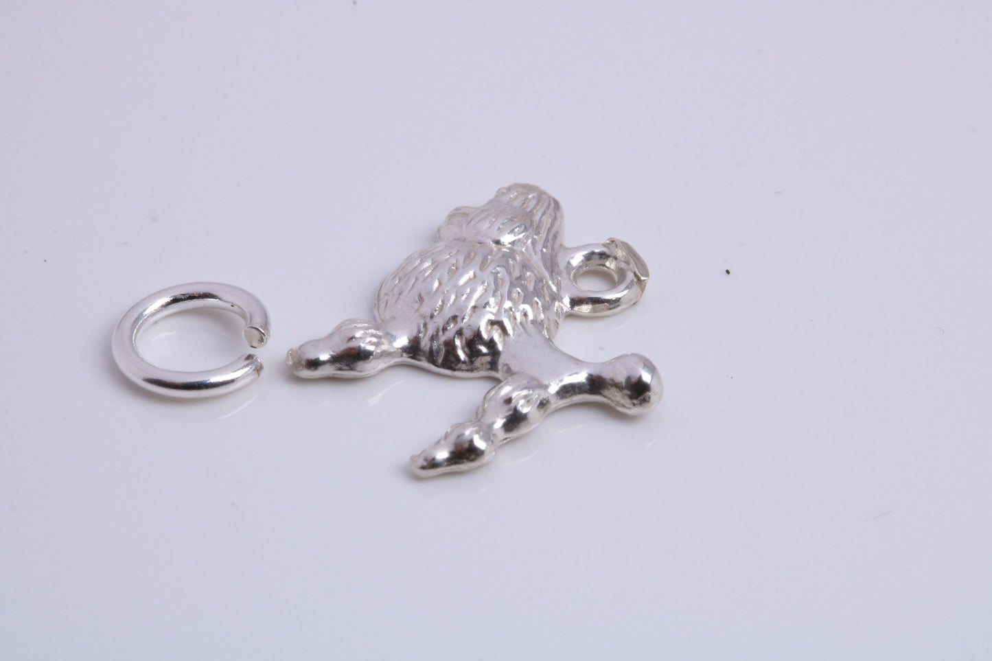 Poodle Dog Charm, Traditional Charm, Made from Solid 925 Grade Sterling Silver, Complete with Attachment Link