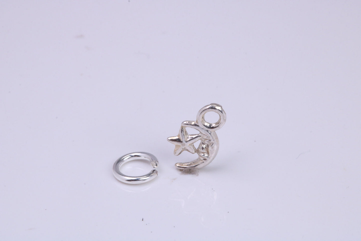 Moon and Star Charm, Traditional Charm, Made from Solid 925 Grade Sterling Silver, Complete with Attachment Link