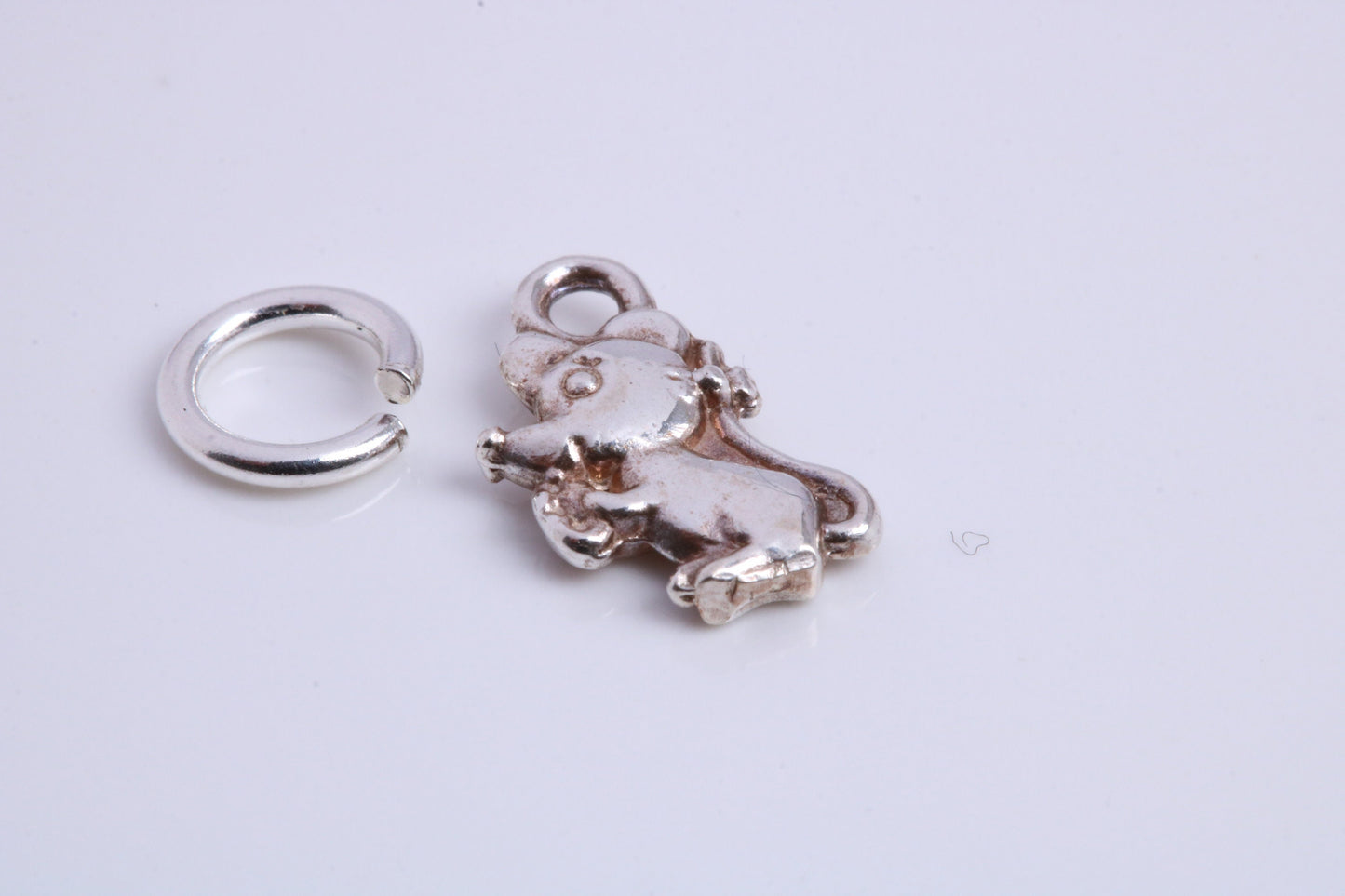 Mouse Charm, Traditional Charm, Made from Solid 925 Grade Sterling Silver, Complete with Attachment Link