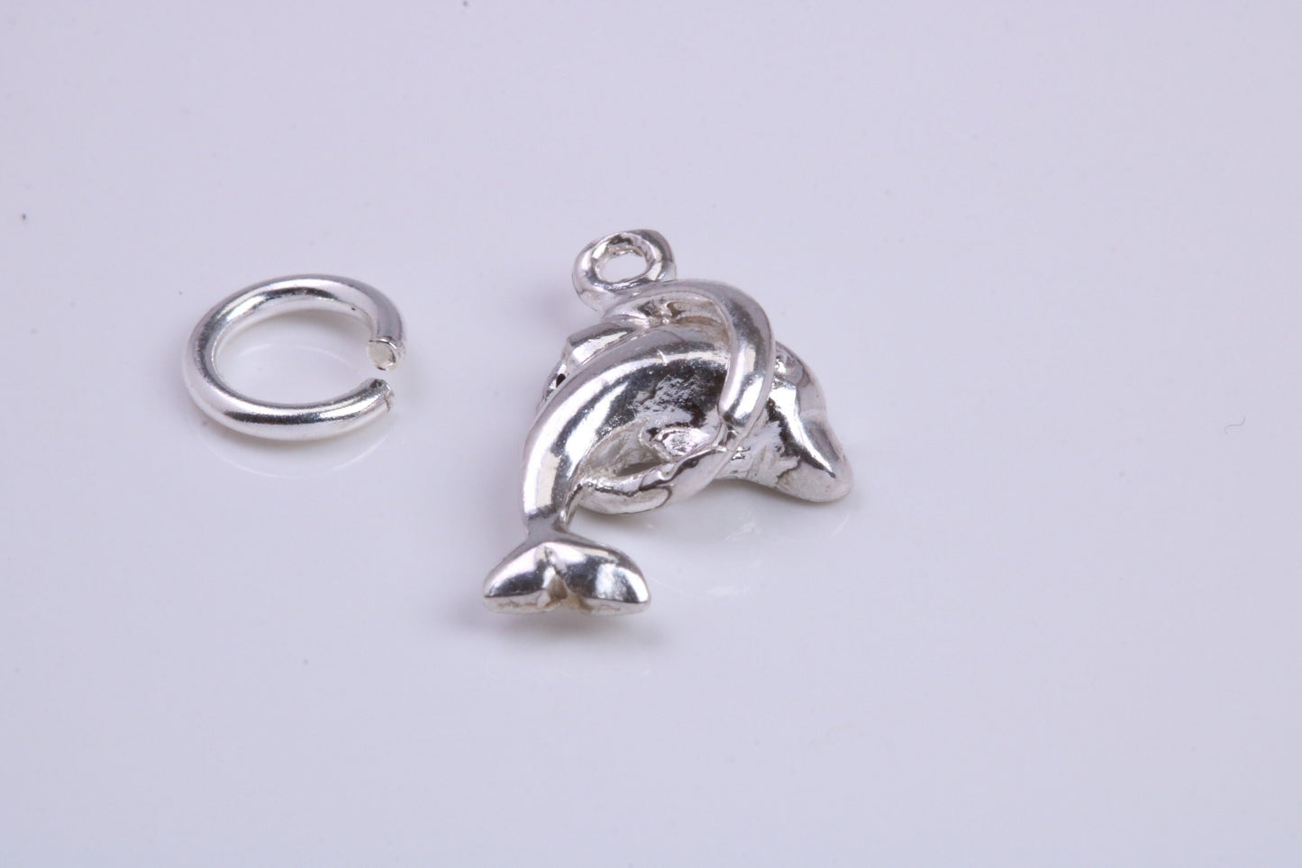 Dolphin Charm, Traditional Charm, Made from Solid 925 Grade Sterling Silver, Complete with Attachment Link
