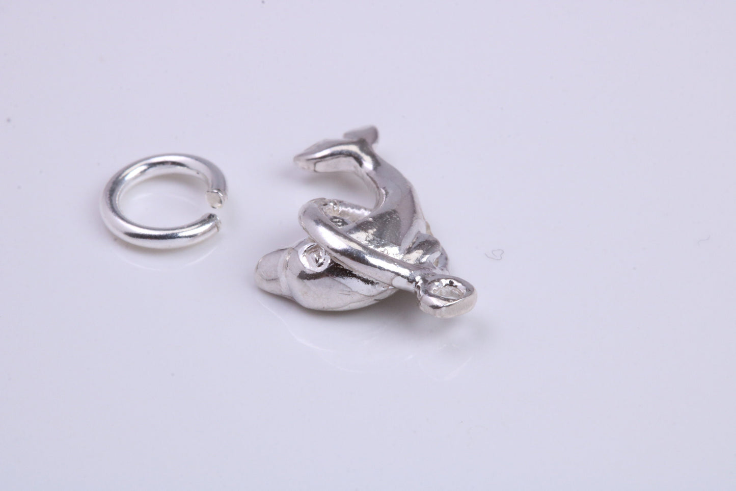 Dolphin Charm, Traditional Charm, Made from Solid 925 Grade Sterling Silver, Complete with Attachment Link