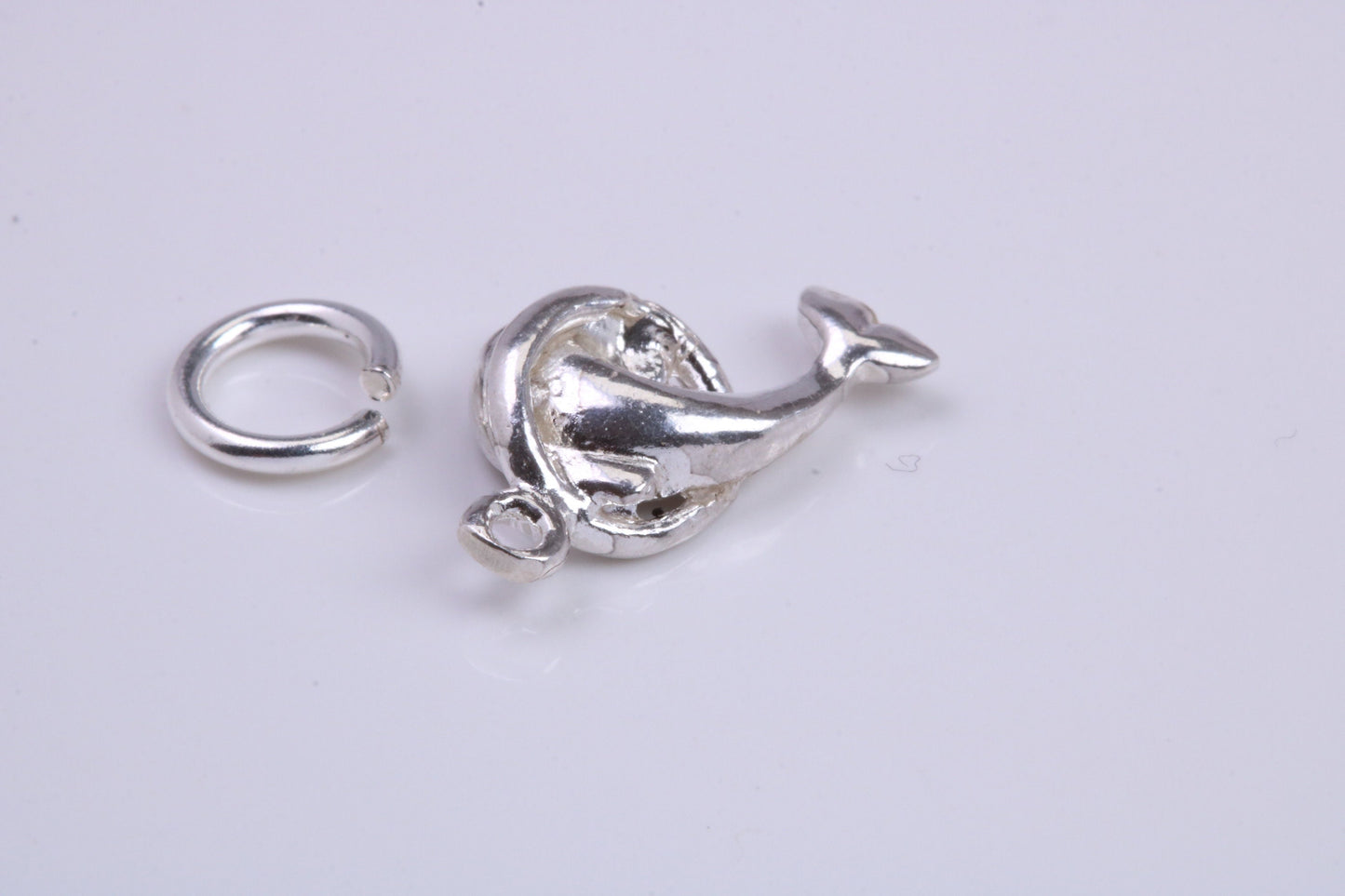 Dolphin Charm, Traditional Charm, Made from Solid 925 Grade Sterling Silver, Complete with Attachment Link