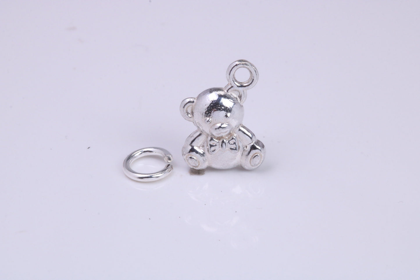 Teddy Bear Charm, Traditional Charm, Made from Solid 925 Grade Sterling Silver, Complete with Attachment Link