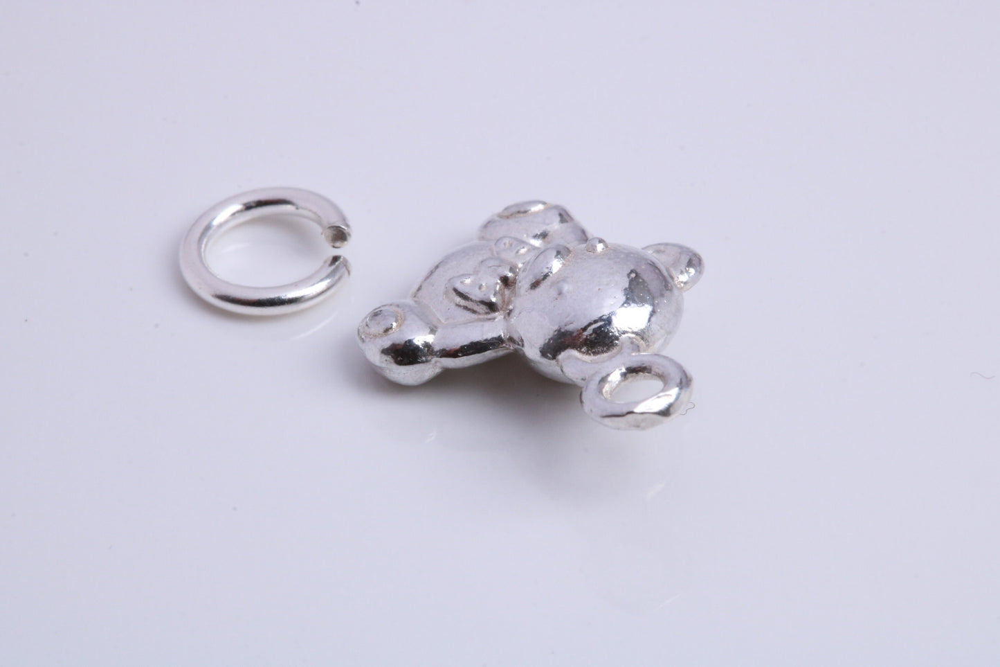 Teddy Bear Charm, Traditional Charm, Made from Solid 925 Grade Sterling Silver, Complete with Attachment Link