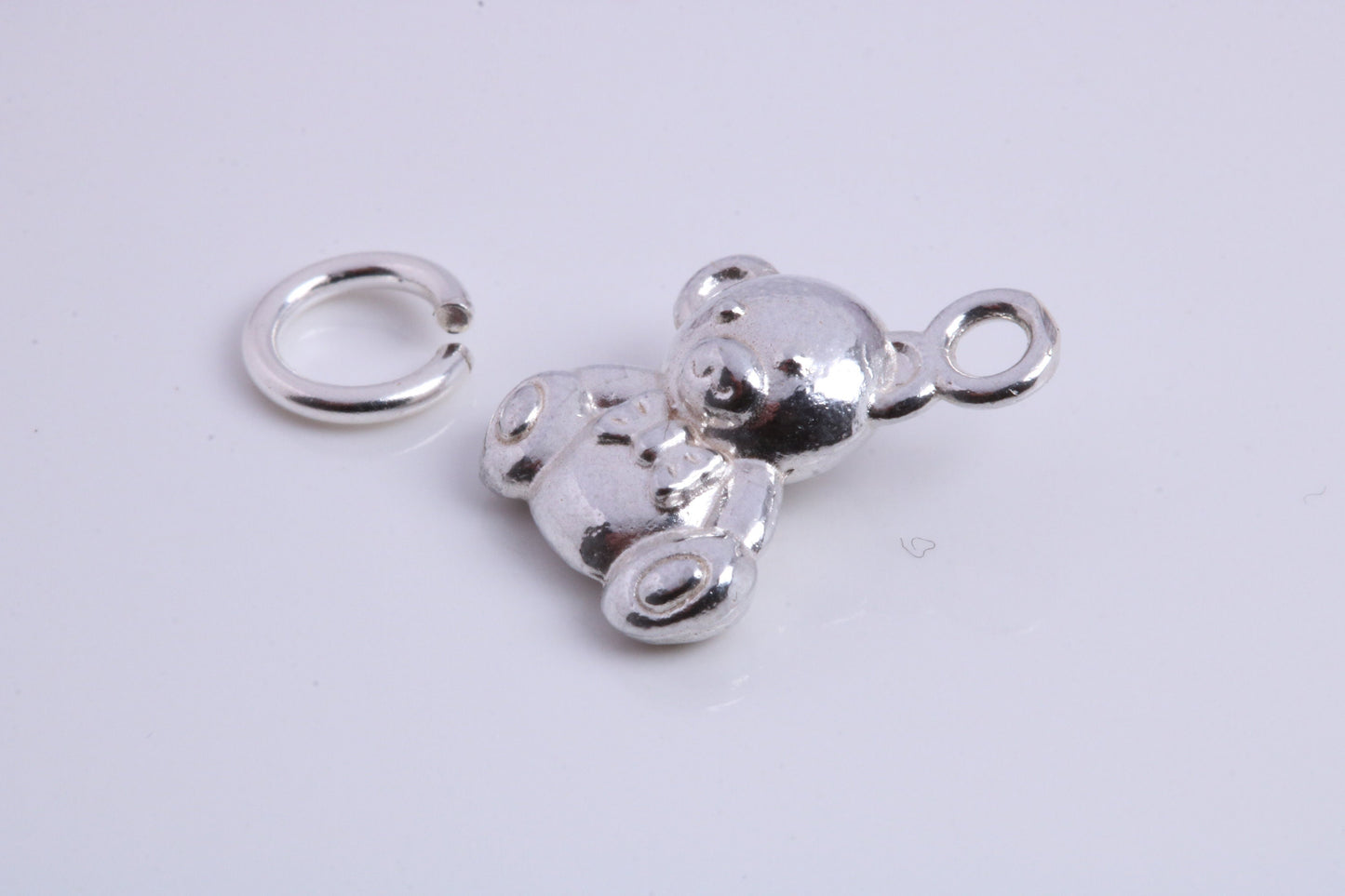 Teddy Bear Charm, Traditional Charm, Made from Solid 925 Grade Sterling Silver, Complete with Attachment Link
