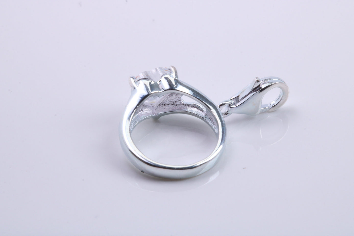 Engagement Ring Charm, Traditional Charm, Made from Solid 925 Grade Sterling Silver, Complete with Attachment Link