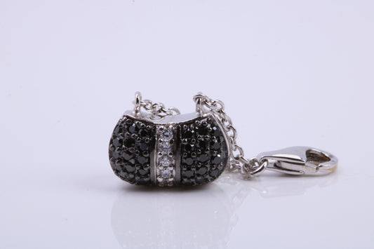 Opening Hand Bag Charm, Traditional Charm, Made from Solid 925 Grade Sterling Silver, Complete with Attachment Link